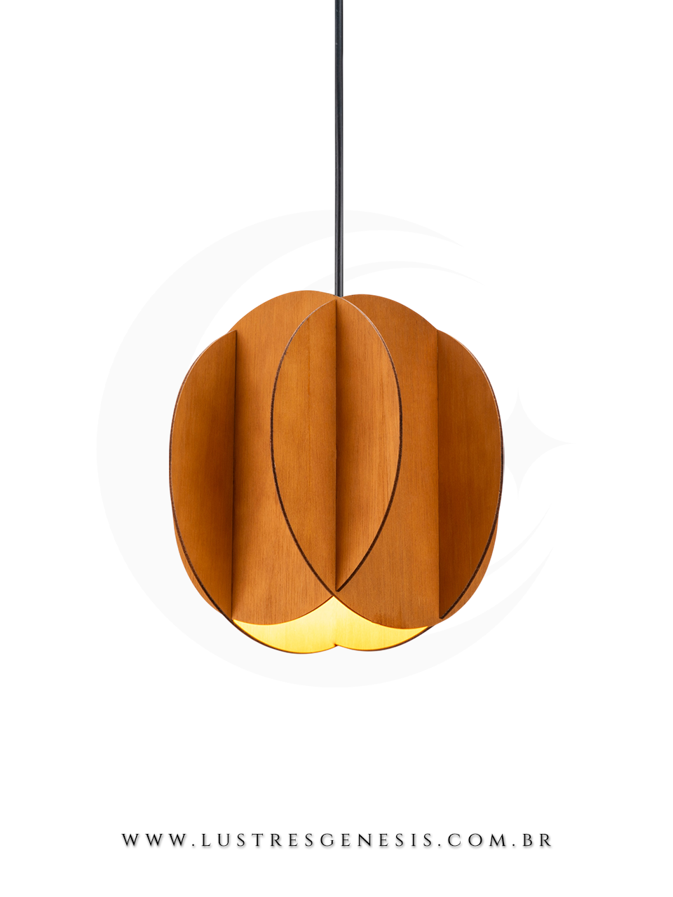 Luminaria de Teto Pendente Madeira LMC429 E27 Ø22cm, Bancada Area Gourmet, Lavabo, Cabeceira de Cama, Banheiro